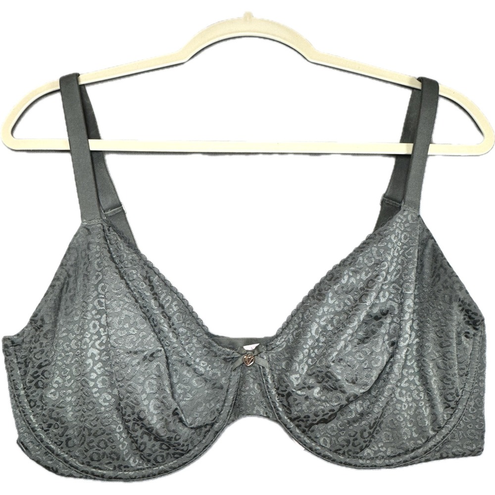 Victoria's Secret Body By Victoria Bra Women 38DDD Gray Leopard Unlined Demi
